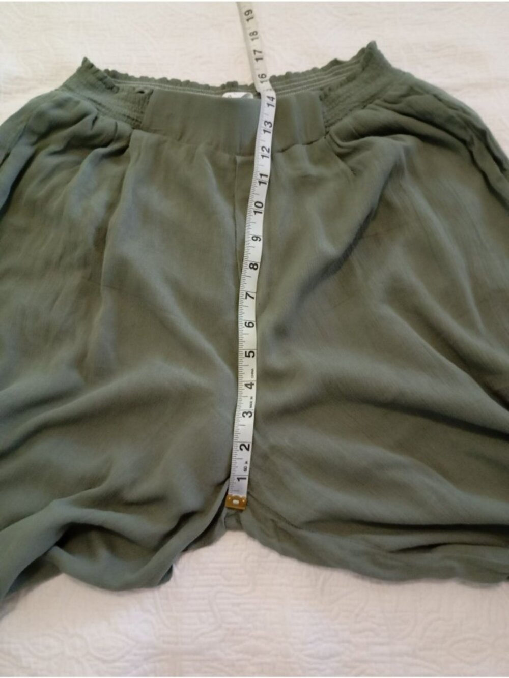 Mable Sage Green Wide-Leg High Waist Palazzo Pants Size L Summer Beach - Picture 10 of 13